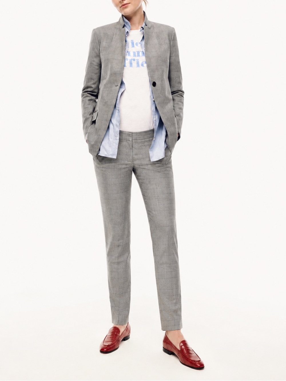 J Crew x Hatch Plaid Blazer Maternity Suit Set